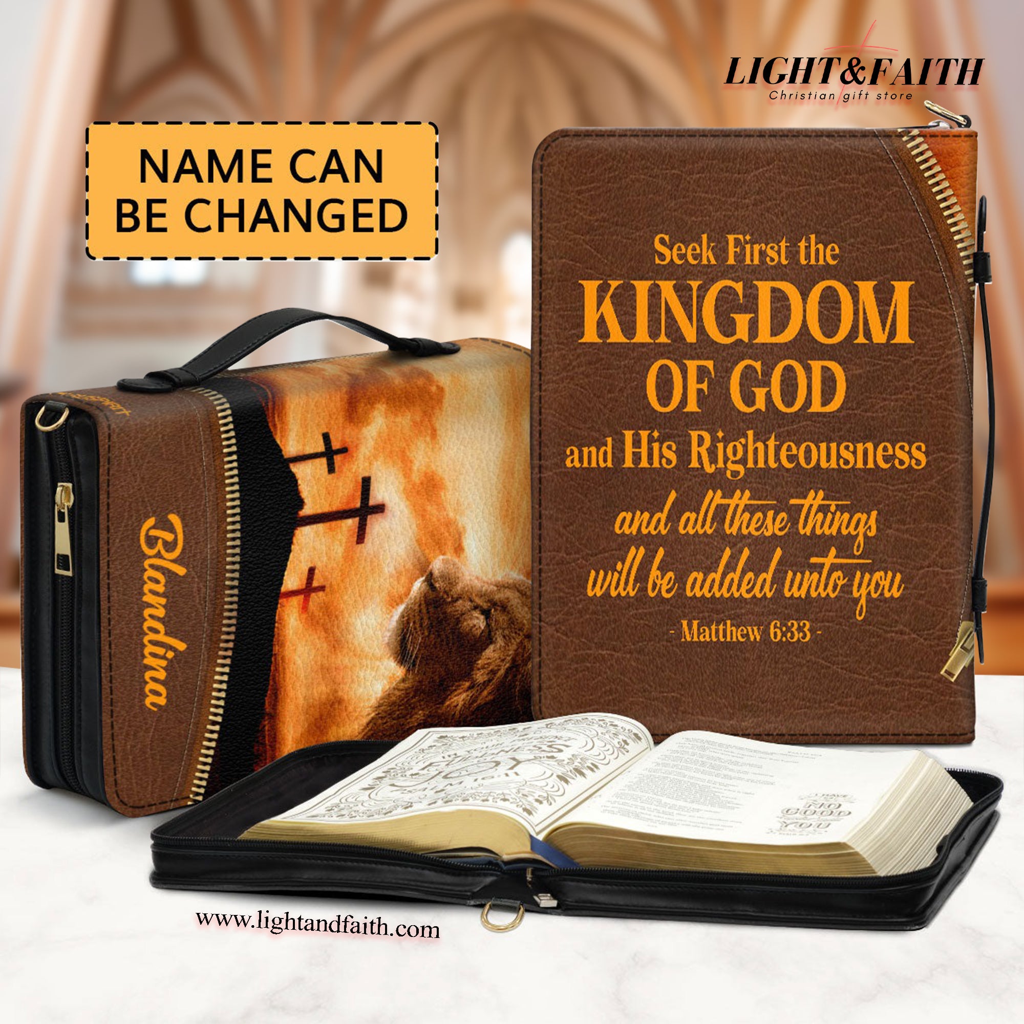 Kingdom of God Leather Book Cover, Personalized Cross Bible Cover, Special Gift For Pastors, Christian Gift, Bible Covers Jesus Gifts